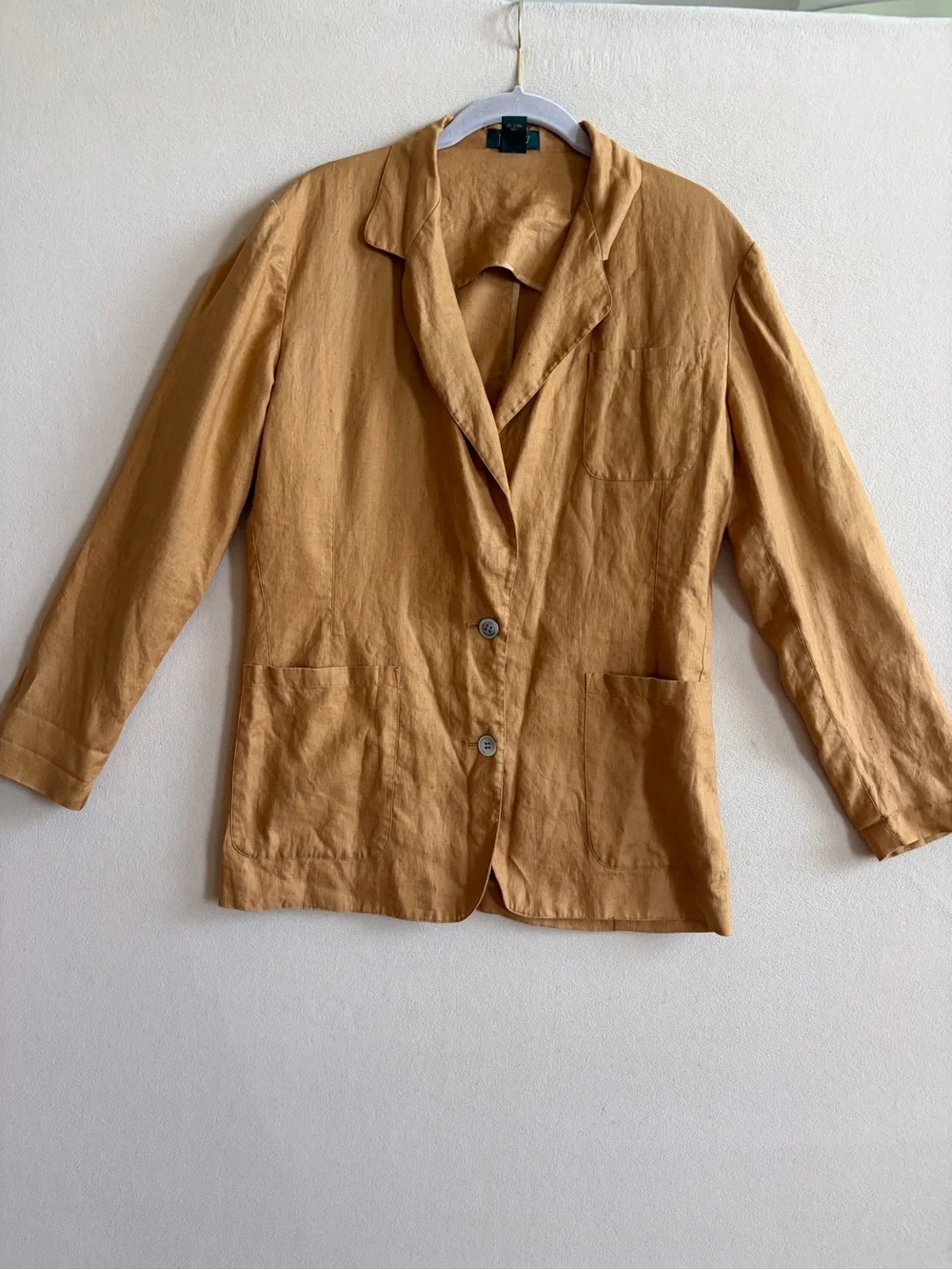JCrew 100% Linen Camel Brown Blazer Jacket Size 4 Vtg 90s